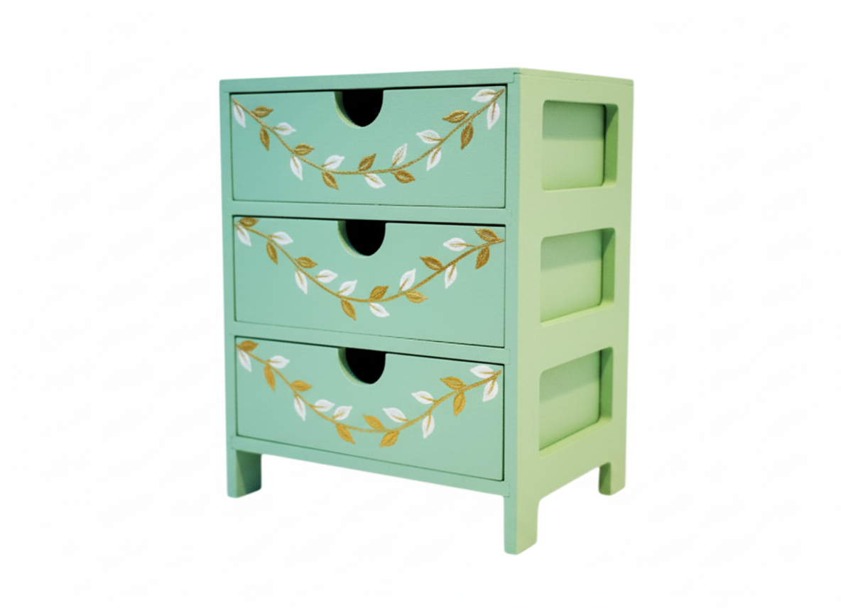 MDF blank 3 drawer chest painted