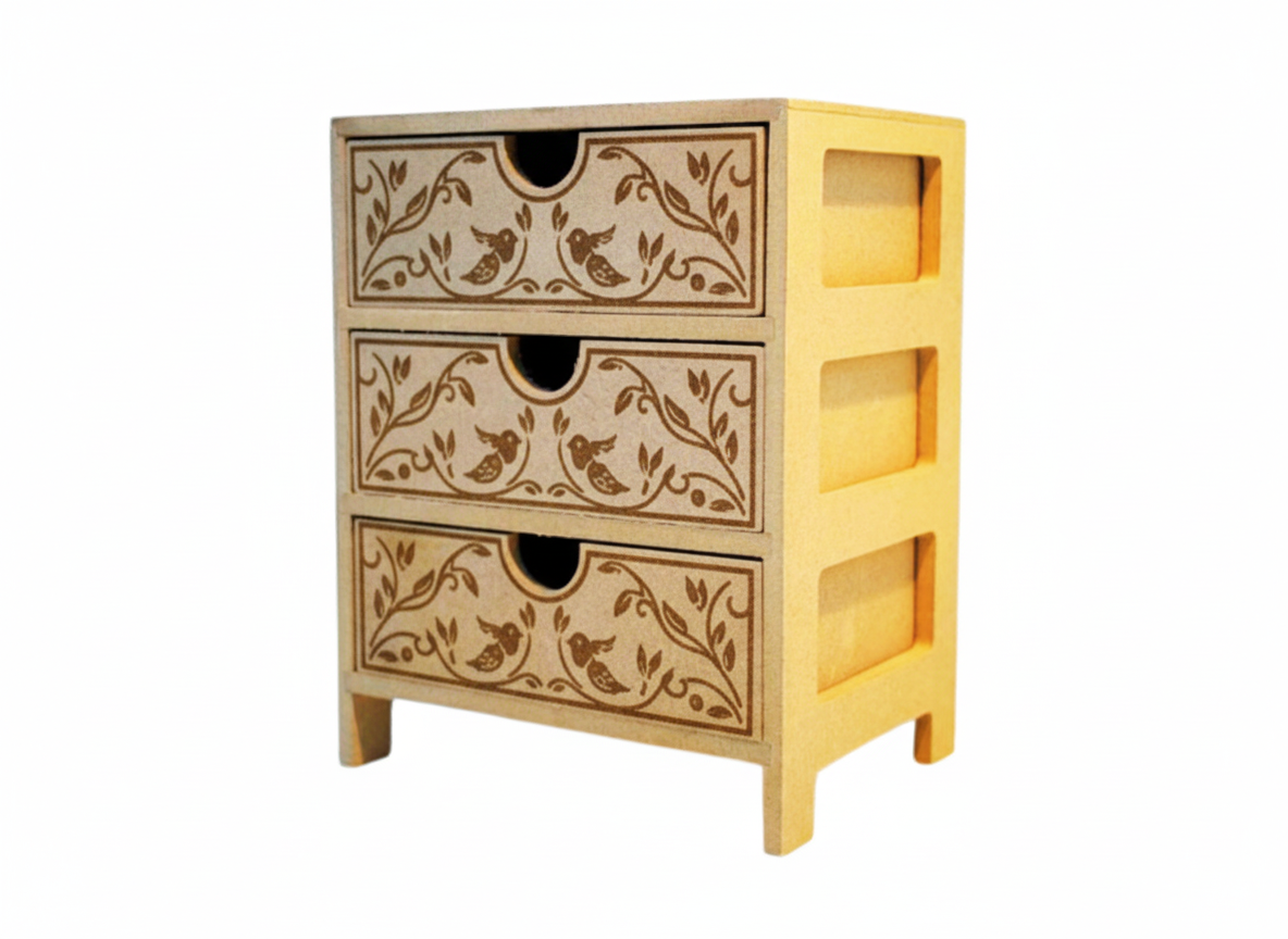 MDF blank 3 drawer chest stencilled