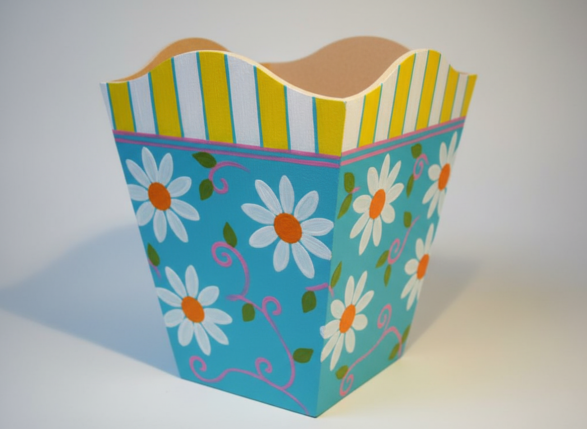 MDF blank baroque bin planter, painted v2