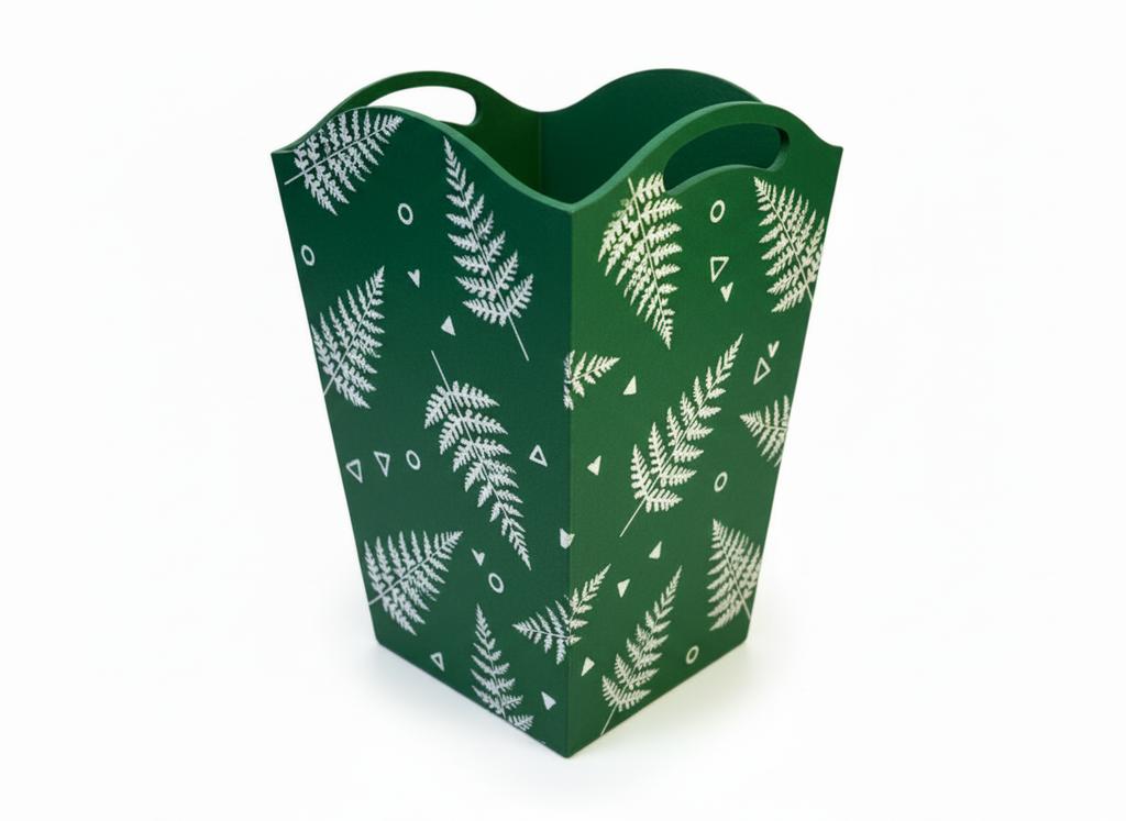 MDF blank bin planter with handles stencilled