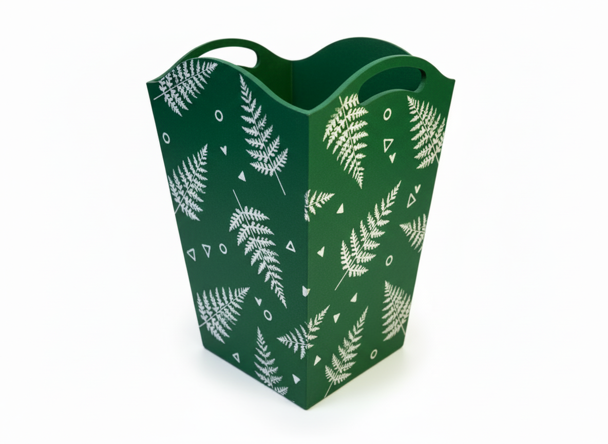 MDF blank bin planter with handles stencilled