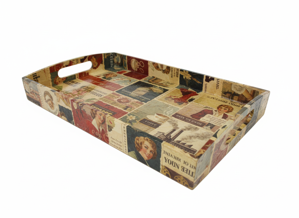 MDF blank, curved handle tray decoupage
