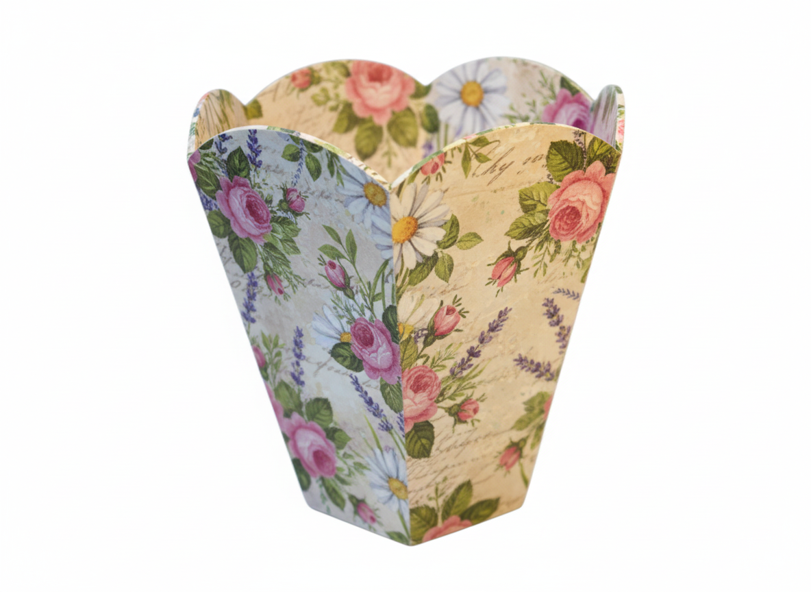 MDF blank hex bin planter, decoupage