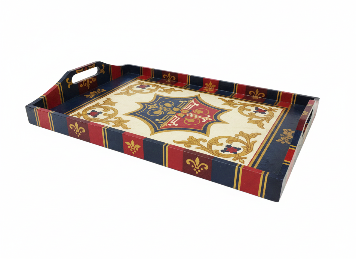 MDF blank square handled tray decoupage