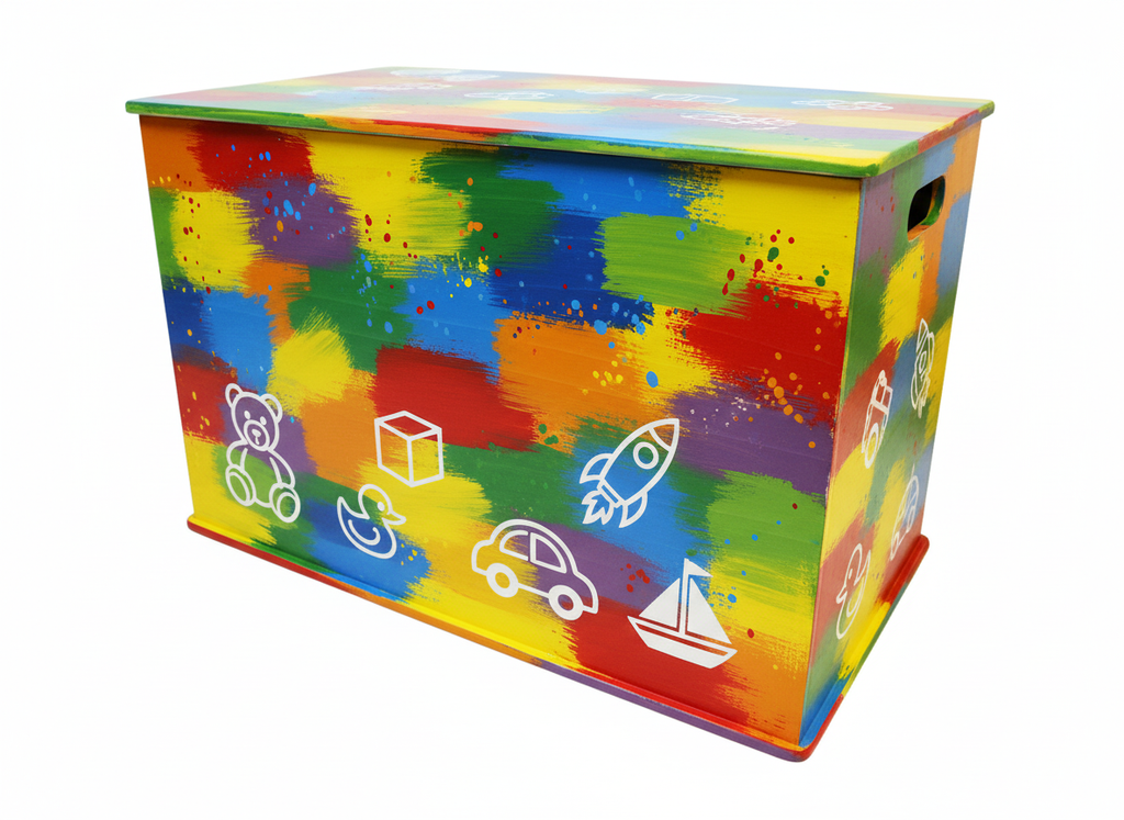 MDF blank toy or linen box decoupage painted